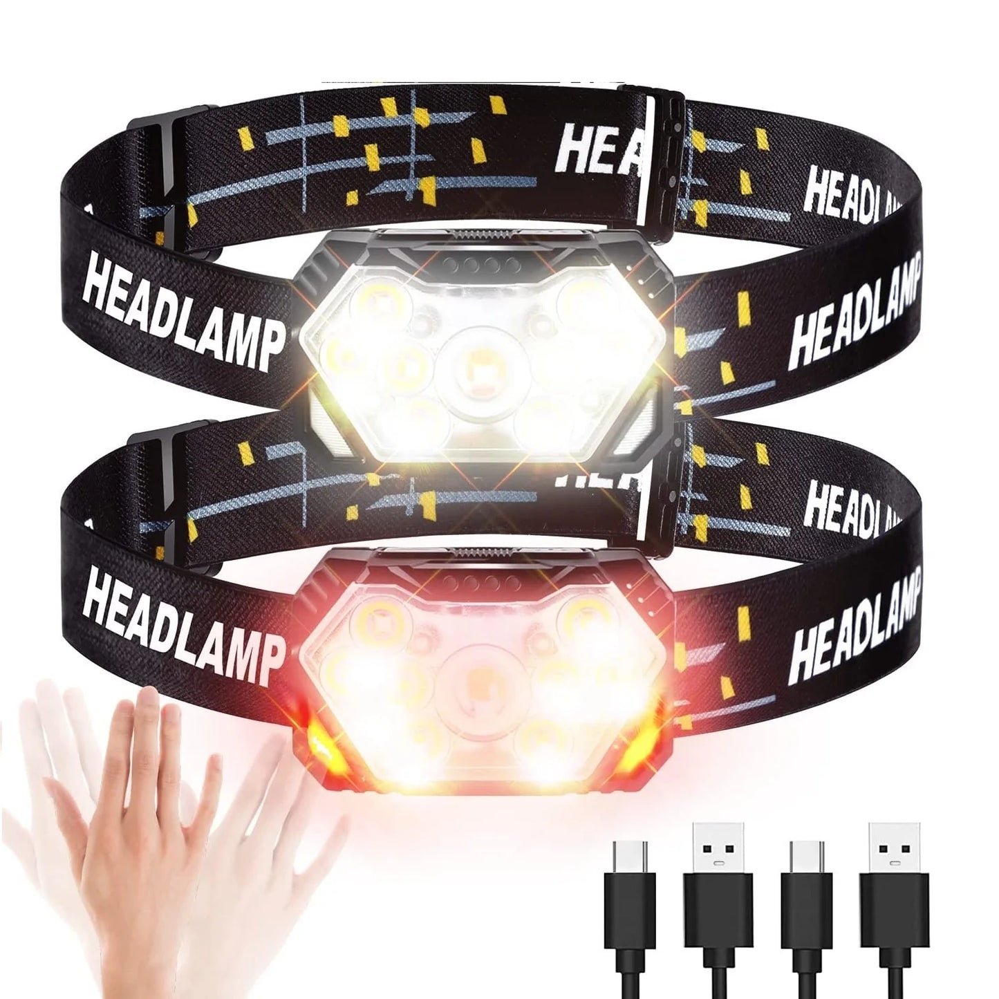 9-LED Motion Sensor USB Rechargeable Headlamp