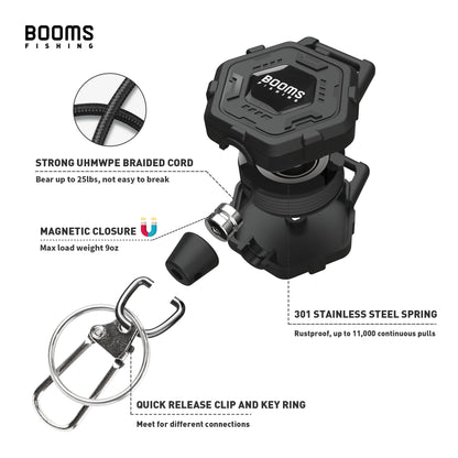 Booms Fishing RG5 Heavy-Duty Retractable Keychain with Carabiner