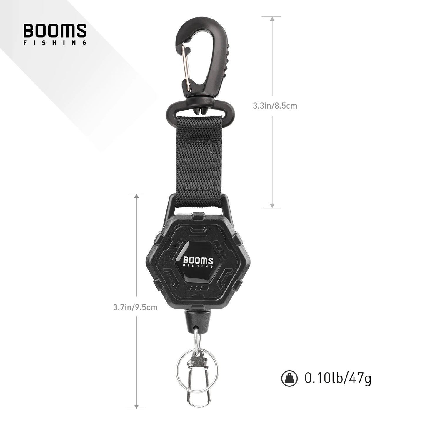 Booms Fishing RG5 Heavy-Duty Retractable Keychain with Carabiner